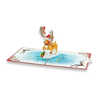 Imagen de paperdora® 3D Pop Up Card „Navidad“ con Sobre y Sello de Cera Tarjeta Felicitación Regalo Saludo Cheque