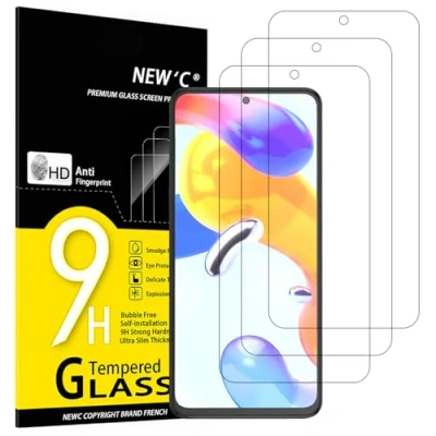 Imagen de NEW&#039;C 3 Piezas, Protector Pantalla para Xiaomi Redmi Note 11 Pro, Pro 5G, Cristal templado Antiarañazos, Antihuellas, Dureza 9H, 0.33 mm Ultra Transparente, Resistente