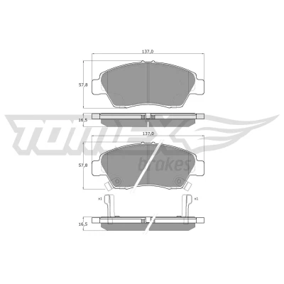 Imagen de TOMEX brakes TX 15 76 Juego de pastillas freno Eje delantero con avisador acústico desgaste HONDA: CIVIC 6 Hatchback, 7 Hatchback