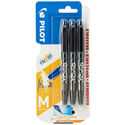 Imagen de Pilot Frixion Bolígrafo roller de tinta borrable (3 unidades), color negro