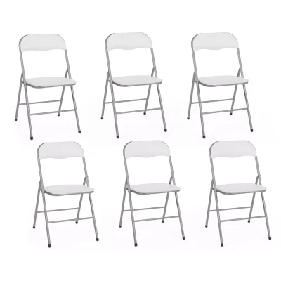 Imagen de IDMarket Juego de 6 sillas plegables KITY blancas PU