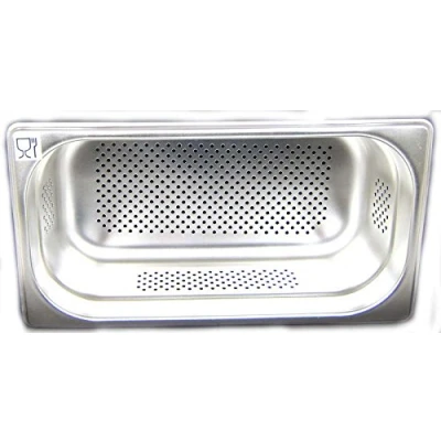 Imagen de AcMax GN 1/3 Recipiente para gastronomía, acero inoxidable, 4 litros, profundidad de 100 mm, perforado