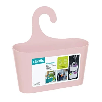 Imagen de stardis Cesta de ducha con gancho para colgar, estantería ducha, baño, estante colgante color rosa
