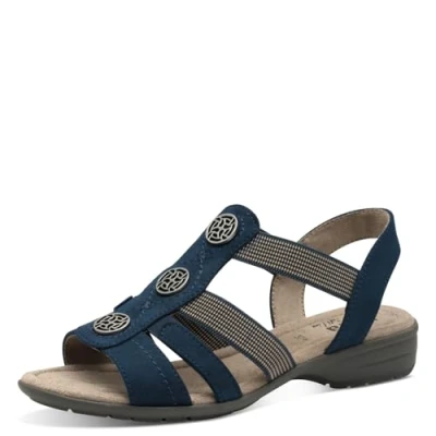 Imagen de Jana Softline 8 28165 42 805 Navy Flache Sandale Komfortable Mehrweite Alltagsschuh Festlich Elegant, Sandalias Planas Mujer, Azul Marino, 36 EU Ancho