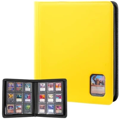 Imagen de ProCase Álbum de Cartas Coleccionables, para 324 Toploaders con 36 Páginas Carpeta Cremallera Colección Tarjetas Amarillo