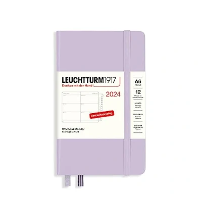 Imagen de LEUCHTTURM1917 367625 Agenda semanal de bolsillo (A6) 2024, con cuaderno adicional para direcciones y aniversarios, color morado, alemán, 12 meses