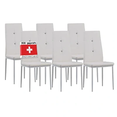 Imagen de Albatros 3099 Diamond Set de 6 sillas Comedor, Blanco, SGS Tested