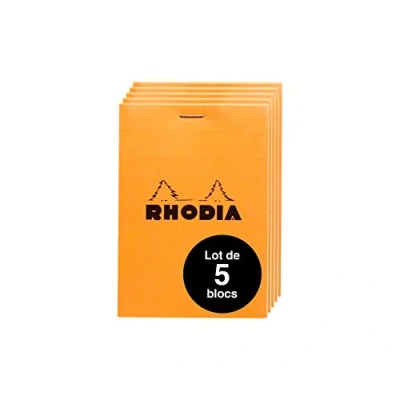 Imagen de RHODIA 12200Amzc Lote de 5 bloc notas con grapas (8,5 x 12 cm), color naranja