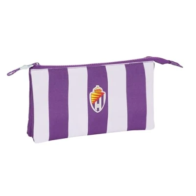 Imagen de Safta Real Valladolid Portatodo Triple, Estuche Infantil, Niño, Ideal para Niños en Edad Escolar, Cómodo y Versátil, Calidad Resistencia, 22x3x12 cm, Color Morado