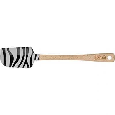 Imagen de Original Kaiser Go wild Dough Scraper Espátula de cocina (23 x 4 cm, 100% silicona, mango madera, resistente al calor, diseño cebra, color gris claro