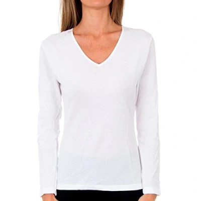 Imagen de Playtex Camiseta manga larga 100% algodón térmica con doble capa Mujer x1, Blanco, XS