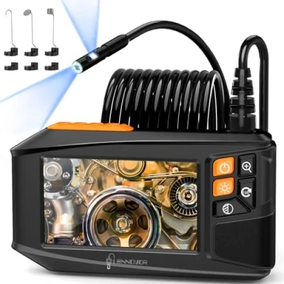 Imagen de Camara Endoscopica Doble Lente con Pantalla y Luz, Ennovor 1920P HD Inspeccion Tuberias, 4.3&quot; IPS 8 Leds Ajustables, No App WiFi Cámara Endoscópica Cable Semi Rígido (16,5 FT/5M)