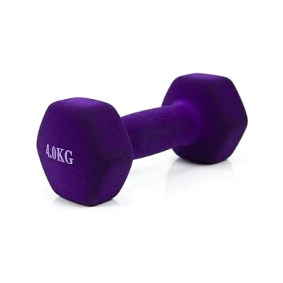 Imagen de Mancuerna pesa de 4kg acero cubierta en vinilo suave y antideslizante Ejercicio Casa, gimnasia, musculación. Color Morado (violeta)