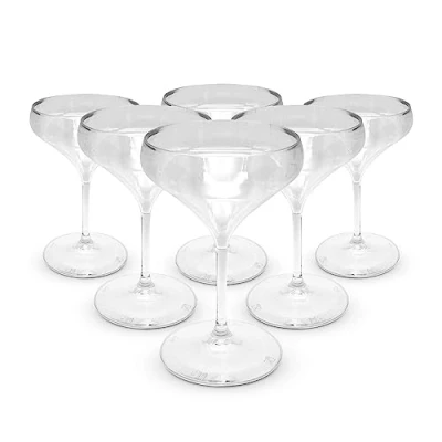 Imagen de DOJA Barcelona Copas Plastico Piscina 40cl Transparente Pack 6 Duro Reutilizable Vasos Policarbonato Piscina, Cocktail Reutilizables