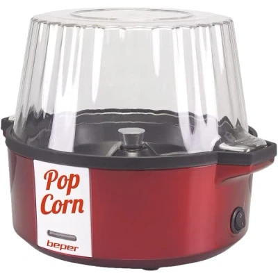 Imagen de BEPER P101CUD050 Máquina de palomitas, Palomitero, Revestimiento antiadherente, Cocción con Mantequilla/Aceite, Pala giratoria acero, Tapa se Convierte en un Tazón, Cuchara dotación, Rojo