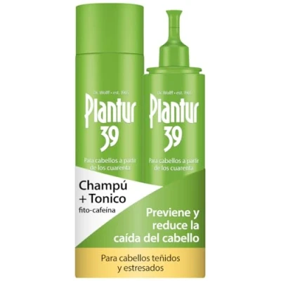 Imagen de Plantur 39 Pack de Phyto Caffeine Shampoo y Tonic 200 ml Champu Tonico Para Evita Reduce la Caida Cabello Mujer Pelo con Color Dañado Tratamiento Anticaida
