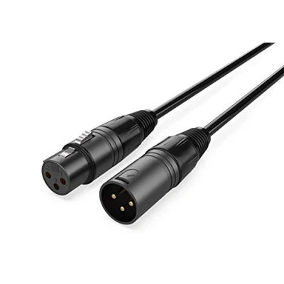 Imagen de Audibax Silver Black Cable XLR Macho a Hembra Longitud 50 cm Conectores OFC de Alta Transmisión Señal Recubrimiento PVC Máximo Aislamiento Diámetro 6 mm Color Negro