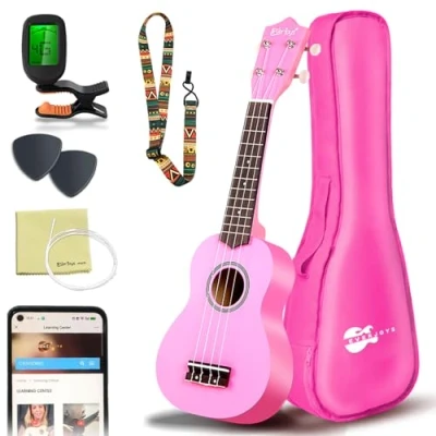 Imagen de Ukelele Soprano, Principiantes Ukulele Kit 21 Pulgadas, Hawaiano Uqueleles con Bolsa, Afinador, Correa, Todo en un solo juego