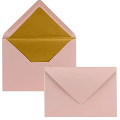 Imagen de FarbenFroh by GUSTAV NEUSER 50 sobres B6 con forro interior dorado, 12,5 x 17,6 cm, rosa viejo, forrados papel metálico, adhesivo húmedo,
