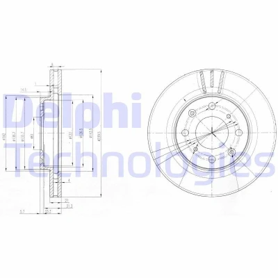 Imagen de DELPHI BG3794 Disco de freno 240 21 4 ventilado aceitado sin procesar cojinete rueda, anillo sensor ABS HONDA: Jazz 2, Logo