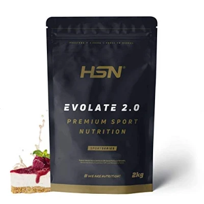 Imagen de Aislado de Proteína Suero HSN Evolate 2.0 Sabor Tarta Queso 2 Kg = 67 Tomas por Envase Whey Protein Isolate CFM + Enzimas Digestivas No GMO, Vegetariano, Sin Gluten ni Soja