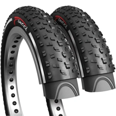 Imagen de Fincci Cubiertas Fat Bike 26x4.0 Pulgados Par Reflectante Plegable Neumáticos 100 559, para MTB Montaña Fuera del Camino Hibrida Bici Bicicleta neumaticos 26 x 4.0 Paquete de 2 26&quot;