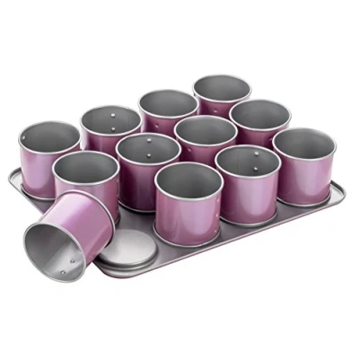 Imagen de Zenker 7481 Creative studio Molde para 12 mini tartas con revestimiento antiadherente, color rosa y plateado, 1 unidad