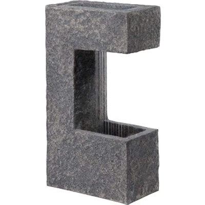 Imagen de dobar Fuente de jardín Gran diseño con Bomba y LED, Cascada Decorativa Maceta Piedra Artificial, Gris, 39 x 20,5 70 cm