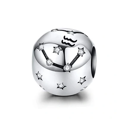 Imagen de Abalorio de plata ley 925 con constelación cumpleaños, aniversario, fe, familia, Navidad, para pulsera Pandora, A