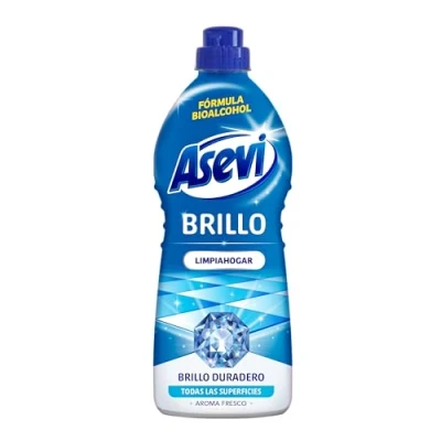 Imagen de Asevi Limpiahogar con Bioalcohol Brillo Limpiador para Todo Tipo de Suelos y Superficies Abrillanta sin Dejar Marcas Secado Rápido Aroma Fresco Duradero 1100 ml