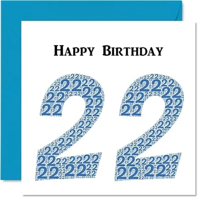 Imagen de Divertidas tarjetas de cumpleaños número 22 para hombres, Shapecloud Tarjeta feliz hijo, hija, hermano, hermana, nieto, nieta, sobrina, sobrino, tío, felicitación