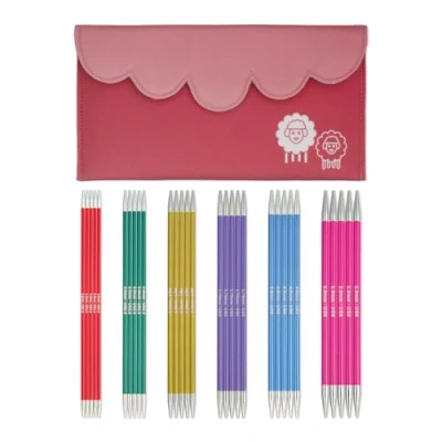 Imagen de KnitPro Juego de agujas tejer Zing doble punta en estuche tela, longitud 20 cm 2,50, 3,00, 3,50, 4,00, 4,50, 5,00 mm