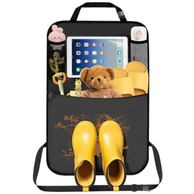 Imagen de CNMTCCO Organizador Asiento Coche, Protectores de para Coche con 10Bolsillos, Trasero Niños Tablet iPad 9.7&quot; y10.5 Juguetes Libros (Versión negra gruesa)