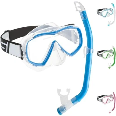 Imagen de Cressi C/Set Estrella VIP Jr Kit de Snorkeling, Unisex niños, Transparente/Azul, Uni