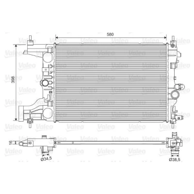 Imagen de VALEO 701594 Radiador, refrigeración del motor Aluminio 398 580 16 con regulador de refrigerante Aletas soldadas OPEL: Zafira C Tourer