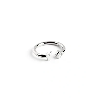 Imagen de SINGULARU Anillo Personalizado Letter Spark Plata Ajustable de Ley 925 con Acabado Baño Rodio Talla Unica Joyas para Mujer Hecho en España Letra V