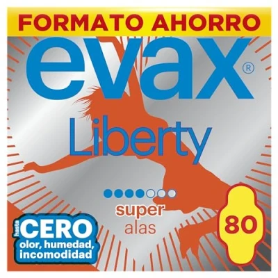 Imagen de Evax Liberty Super Con Alas, 80 Compresas, Hasta Cero Olor, Humedad e Incomodidad _ Formato Ahorro