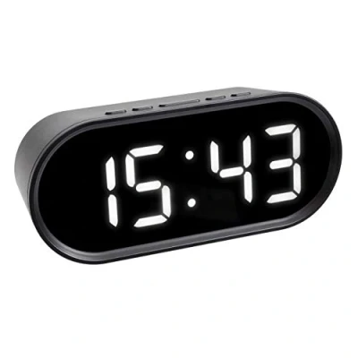 Imagen de TFA Dostmann Reloj despertador digital con luces LED, 60.2025.01, incluye temperatura interna, duración de repetición ajustable, plástico, 15 cm x 6,5 cm, negro, 1 pieza