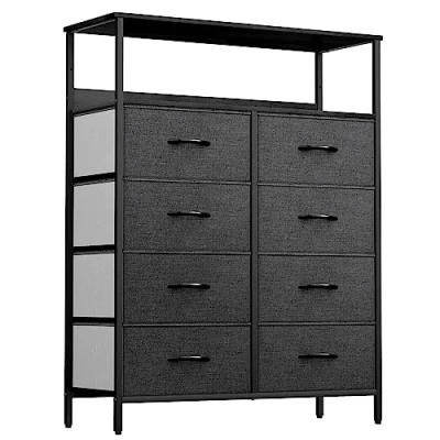 Imagen de YITAHOME Cajonera de Tela,Cómoda Tela,Unidad almacenamiento tela,con 8 cajones Extraíbles,con Parte Superior Mader,Cómoda para Sala Estar, Dormitorio, habitación Infantil,Gris oscuro