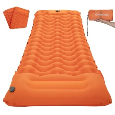 Imagen de KingCamp Colchón de Camping Ultraligero, Autoinflable con Bomba Pie Integrada,Esterilla Inflable Portatíl Aire Almohada, para Viajes, Senderismo, Playa