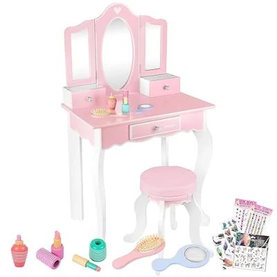 Imagen de Green Series Tocador Niña Rosa Maquillaje Madera Infantil 3 Años 6 Tocadores para Niñas. GS3300