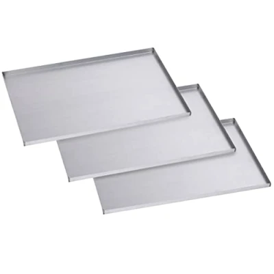 Imagen de Silicon Tech Juego de Tres Bandejas Horno 60 X 40 Chapa Aluminizada sin Recubrimiento Antiadherente Uso Profesional Borde 2 cm