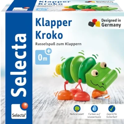 Imagen de Selecta Krokodil Sonajero de cocodrilo, Multicolor, 10 cm (61044)