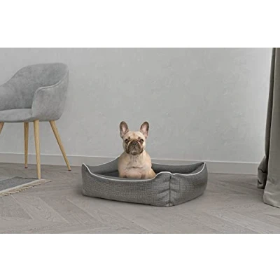 Imagen de Italian Bed Linen Sogni e Capricci Pets, Cama Acolchada “Dandy para Perros y Gatos, Gris, 62x50 cm