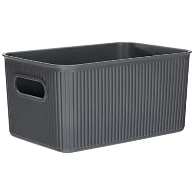 Imagen de Tatay Caja Organizadora Rectangular Baobab, 5L de Capacidad, Polipropileno, Libre BPA, Color Gris Antracita, Medidas 18.1 x 27.2 13 cm