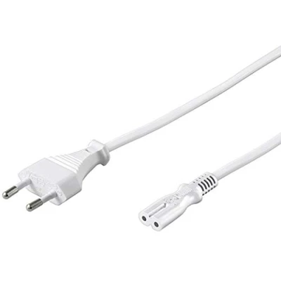 Imagen de PremiumCord Cable de Alimentación 230 V, 3 m, con Enchufe Europeo A Doble C7 2 Pines, IEC 320, Recto, Color Blanco