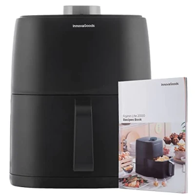 Imagen de InnovaGoods® freidora sin Aceite 2L, air fryer 1200W con +100 recetas en Español, aire cesta antiadherente, temporizador y flujo de 360, para 2 personas, Color Negro