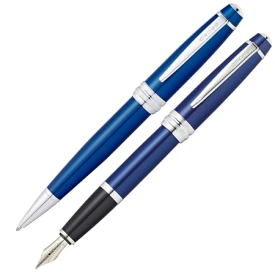 Imagen de Cross Bailey Juego de bolígrafo y pluma estilográfica (grosor trazo o plumín M, tinta negra), color azul