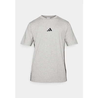 Imagen de adidas Hombre Essential Three Stripes Single Jersey tee, Medium Grey Heather/Black, XL