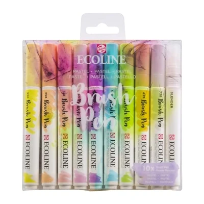 Imagen de Ecoline Juego de 9 rotuladores y 1 difuminador, colores pastel